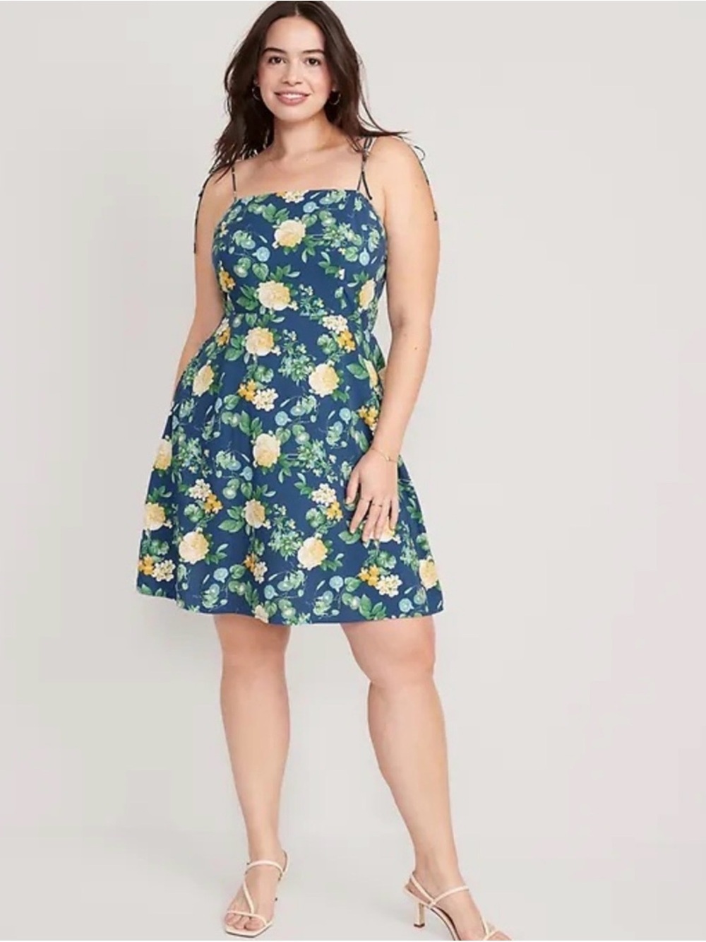 Old Navy Floral Fit & Flare Tie-Strap Mini Dress – Size Large